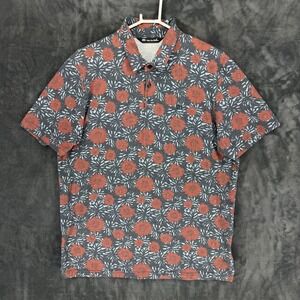 Travis Mathew‎ Mens XL Floral Print Short Sleeve Polo Shirt Gray Red Golf Casual